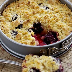 Apricot and Blackberry Crumble