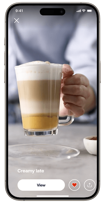 هاتف ذكي مع شاشة HomeID تعرض وصفة قهوة
